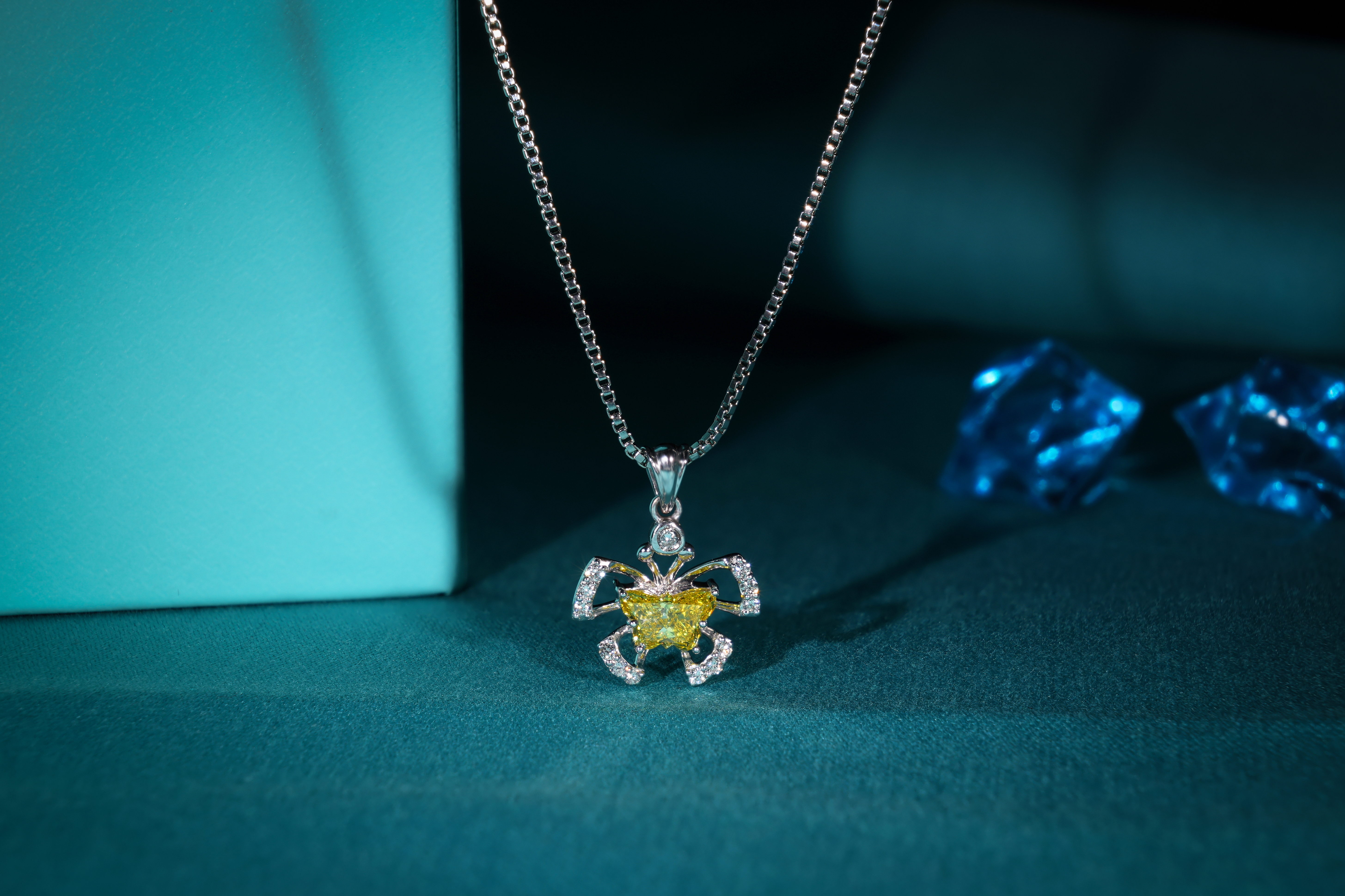 Fancy Yellow Butterfly Cut Lab Grown Diamond Pendant